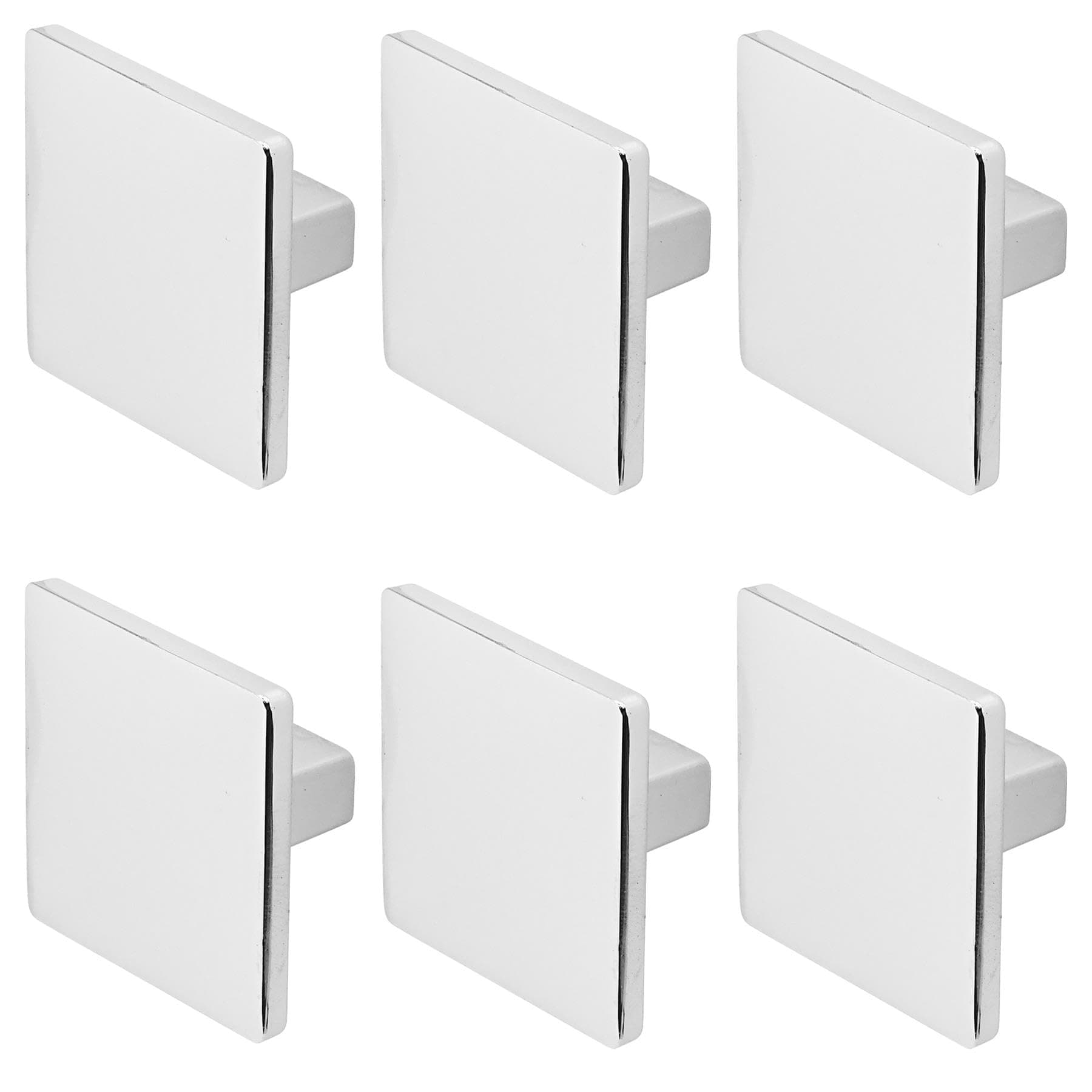 Decoranddecor Calla Square Cabinet Knob Door Pull Handle Kitchen Cupboard Furniture Drawer (6 Pack, Polished Chrome)