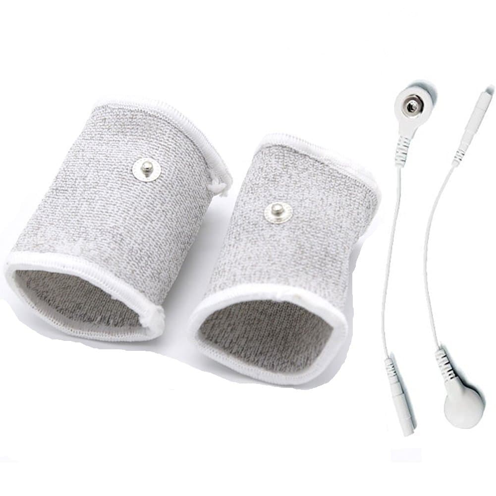 E-stim Adjustable Fabric Thread Conductive Loop Accessories for Tens or Electro Devices Stim Massager 2*Loops+2*DC2.5Wire