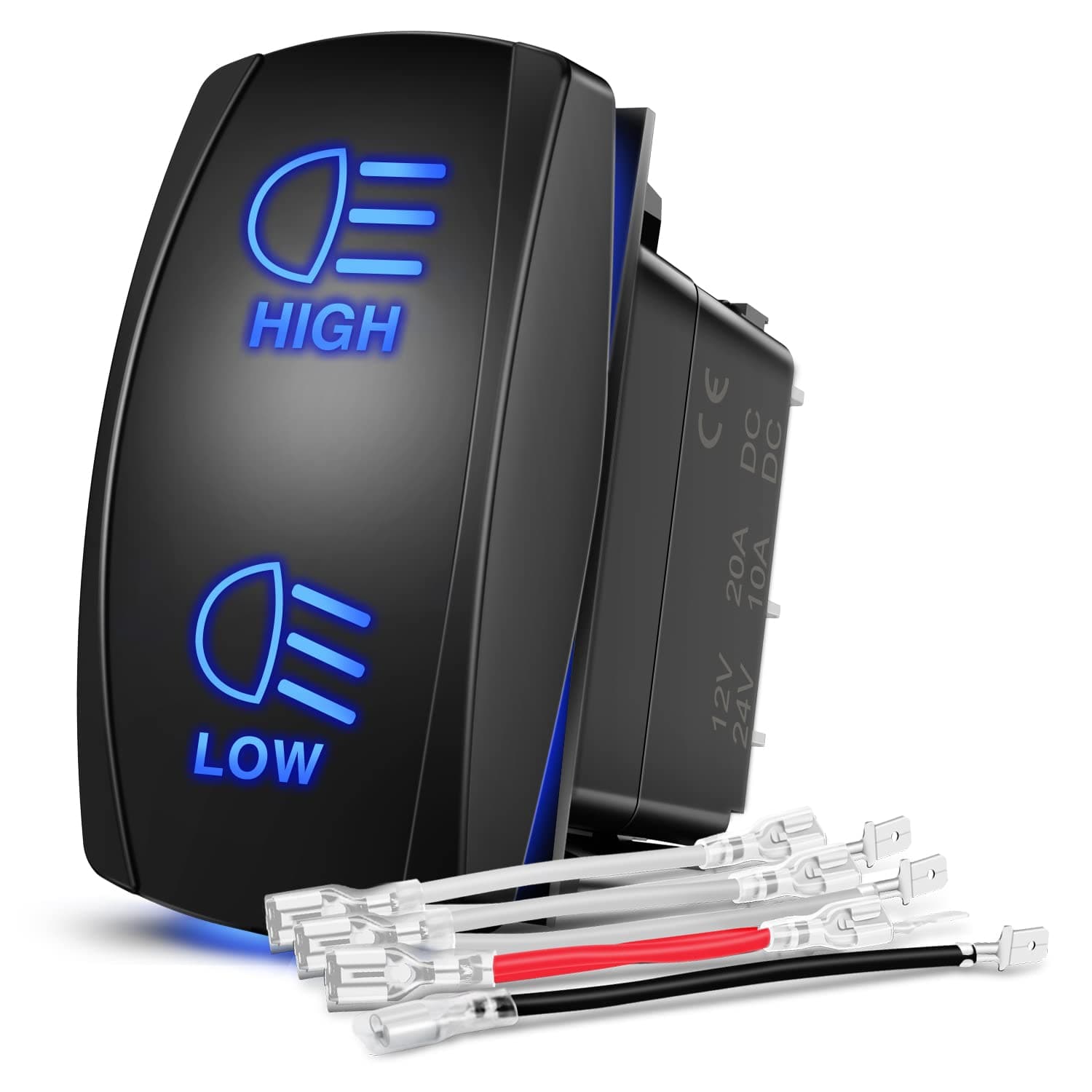 Nilight High Low Beam Headlights Rocker Switch Toggle On/Off/On DPDT 7Pin 12V 24V High/Low Jumper Wires for Cars Trucks Caravans Trailer Tractor RV SUV ATV UTV,2 Years Warranty