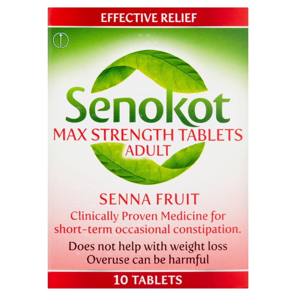 Senokot Strength Max Tablets Adults, Senna Fruit, 10 Count, Constipation Relief for Adults, Dual Action Laxative, Double Action Constipation Relief, Effective Overnight