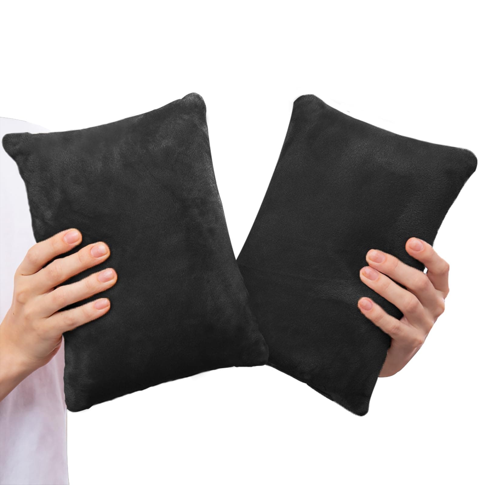 2 Pack Small Pillow, Memory Foam Mini Pillow 11 X 7 Inches for Travel, Sleeping, Nap and Neck, Knee, Lumbar Support, Tiny Cushion for Pet, Dogs (Black)