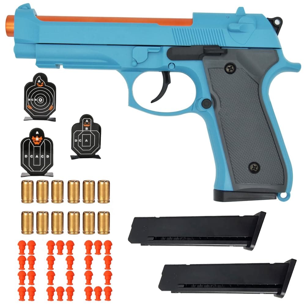 Dreamplay Shell Ejecting Toy Gun, Beretta Model 92 Automatic Pull Back Action Shooting Toy Education Model Toy for Kids Gifts