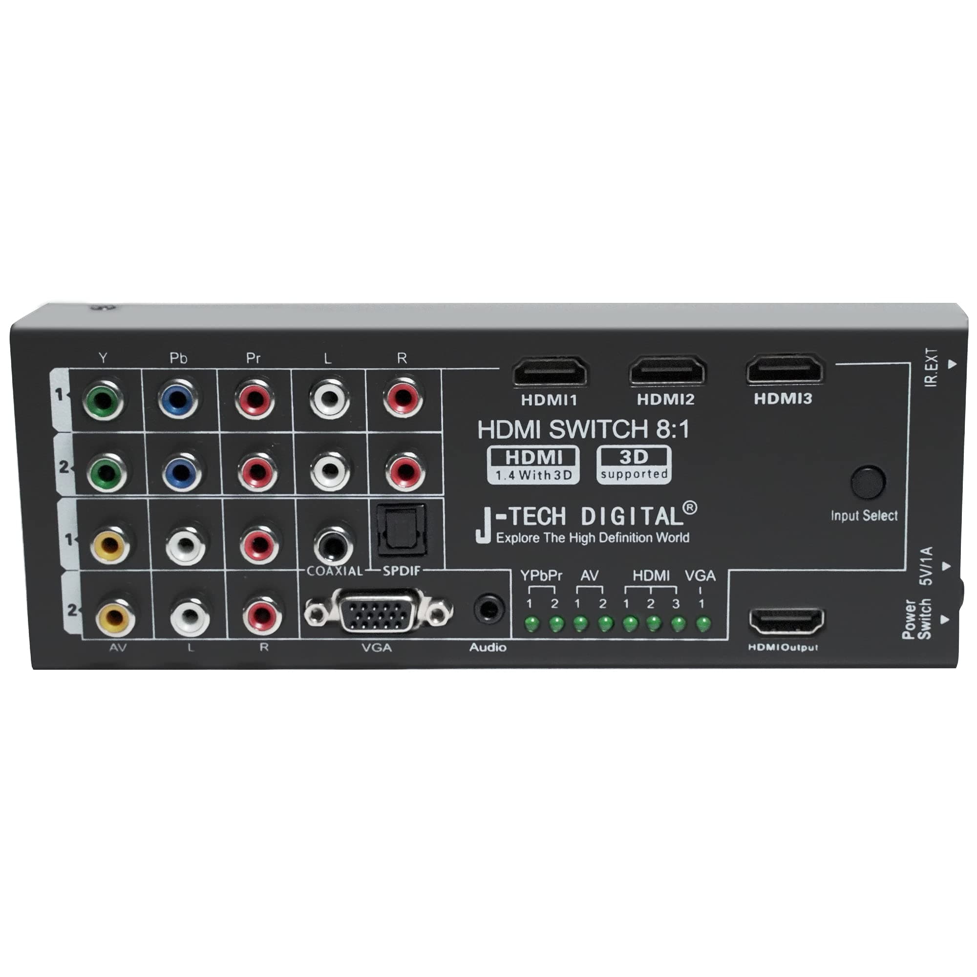 J-Tech Digital JTD-0801 Multi-Functional HDMI Converter Switch with 8 Inputs to 1 HDMI Output