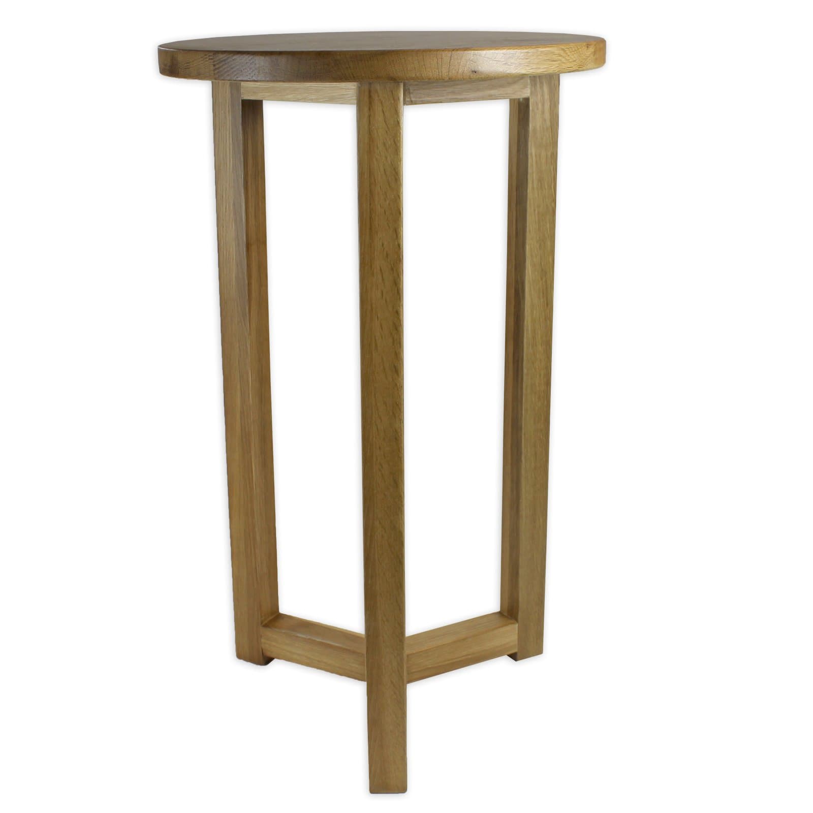 Yabbyou Solid Oak Tall Bedside Lamp Side Table Round Top 55cm High (Mature Oak)