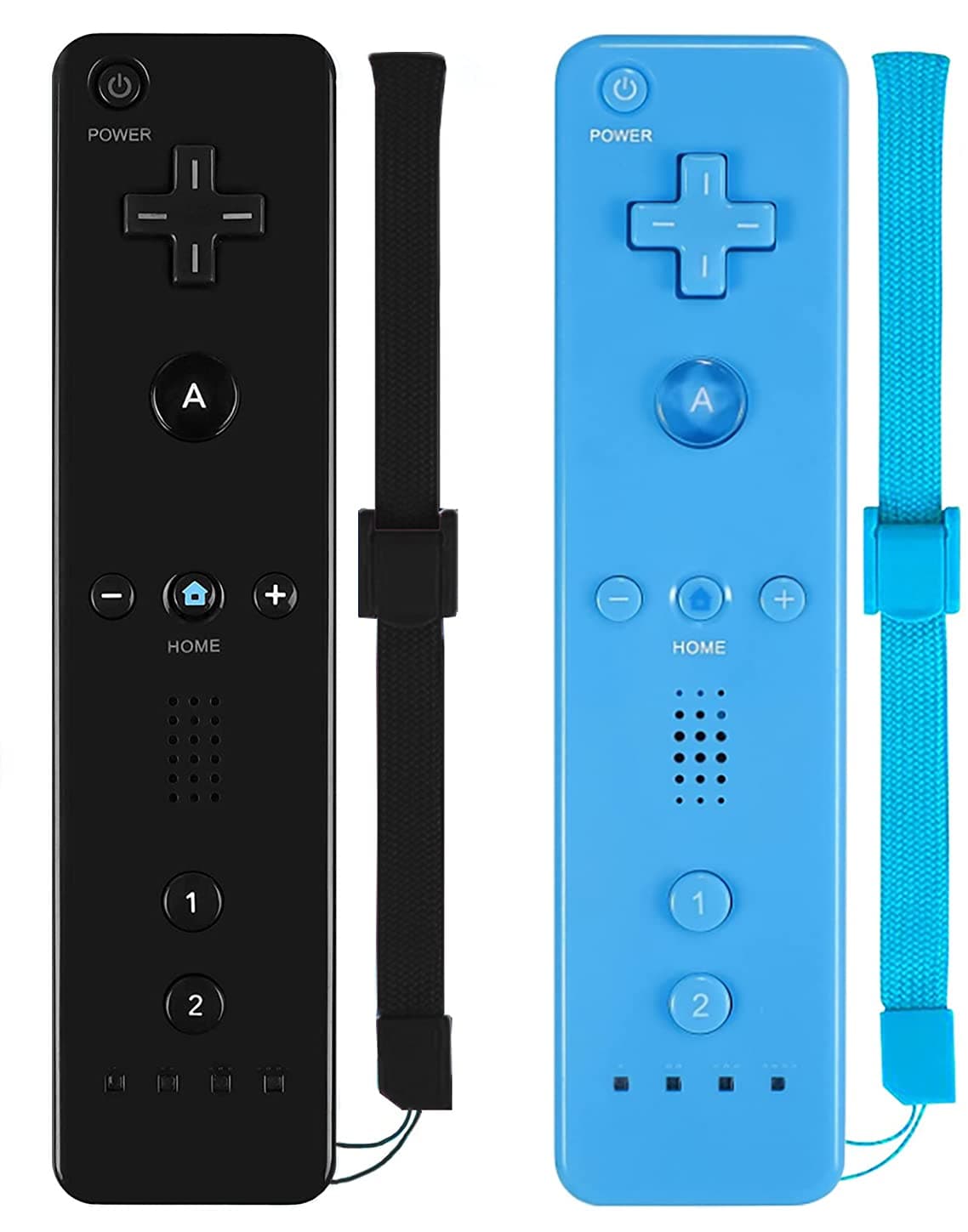 ZeroStory Remote Controller with Silicone Case and Wrist Strap Compatible for Wii Wii U Console (2 Pack, Black and Blue)