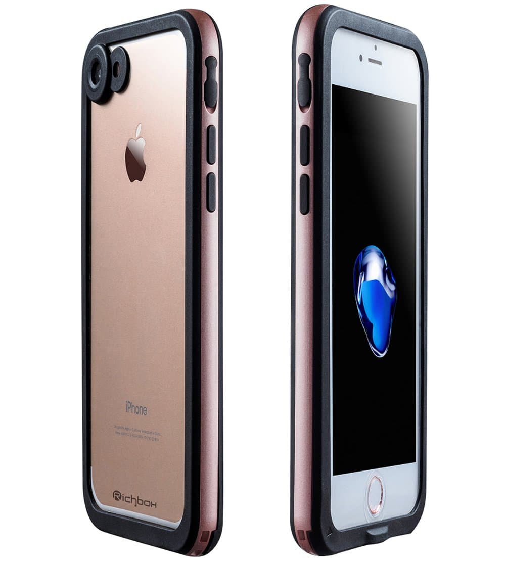 iPhone 7 Plus Waterproof Case, Richbox ShockProof IP68 Certified With Touch ID SandProof Dust Snow Proof Full Body Waterproof Cover for iPhone 7 Plus (5.5 inch) (Rose Gold)