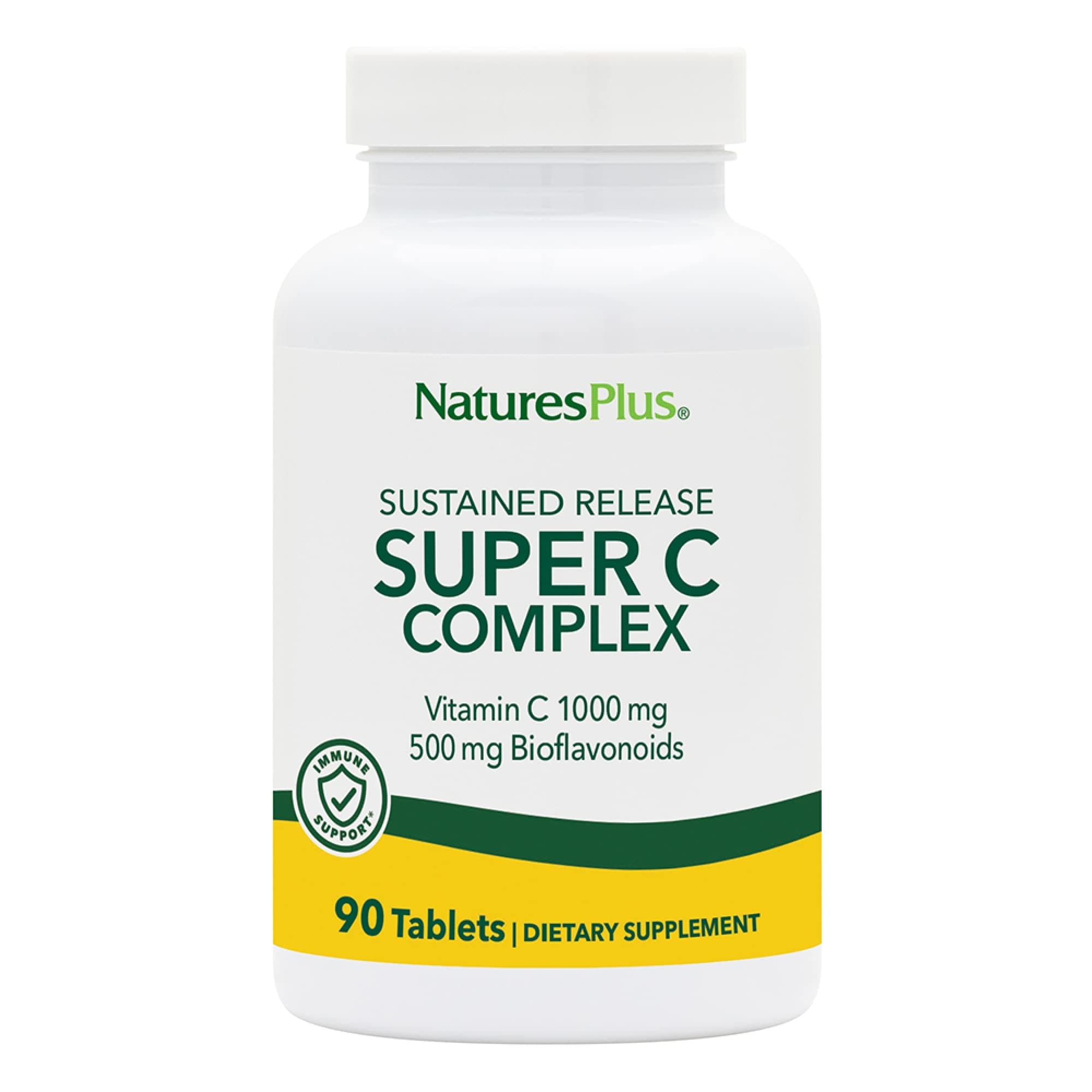 Super C Complex Sustained Release, 90 Tablets - With 1000 Mg Vitamin C & 500 Mg Bioflavonoids, Suitable For Vegetarians, Gluten-Free
