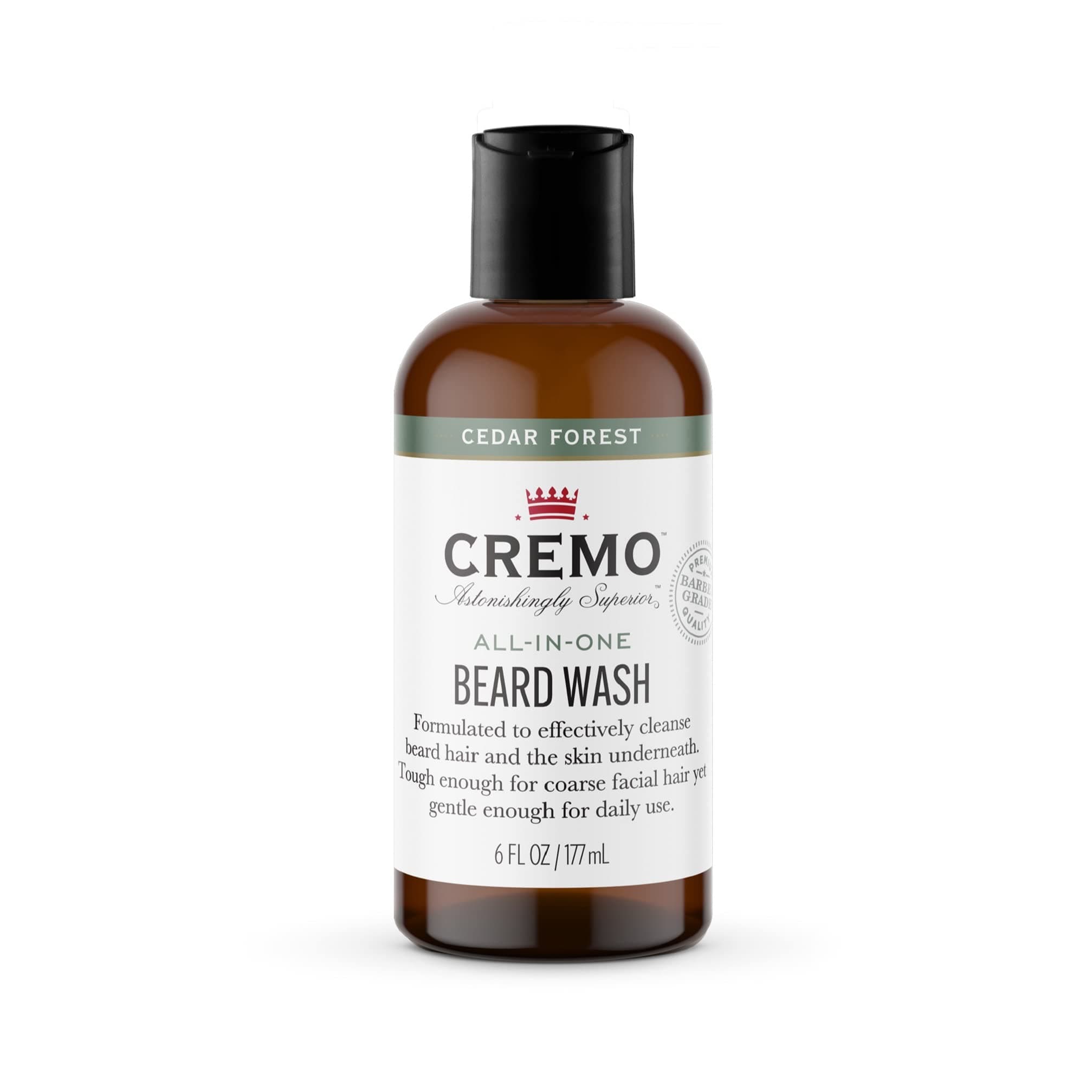 Cremo Cedar Forest All-In-One Beard and Face Wash, Specifically Designed To Clean Coarse Facial Hair, 6 Fluid Oz