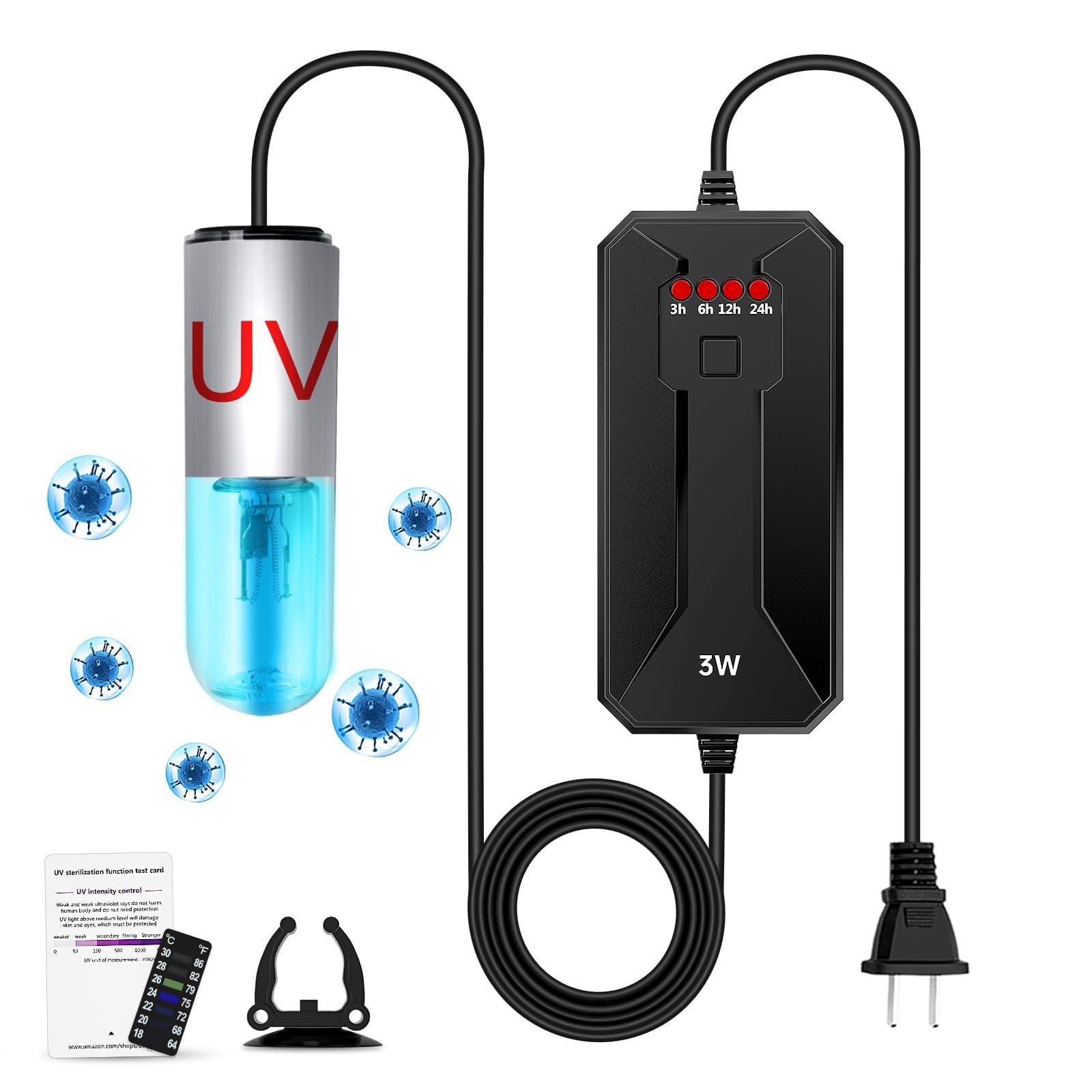 TAISHAN Aquarium Clean Light,3W Mini Algae Removal Light with Timer,Aquarium Water Clean Green Clear Waterproof for Fish Tank,Pond,Swimming Pool