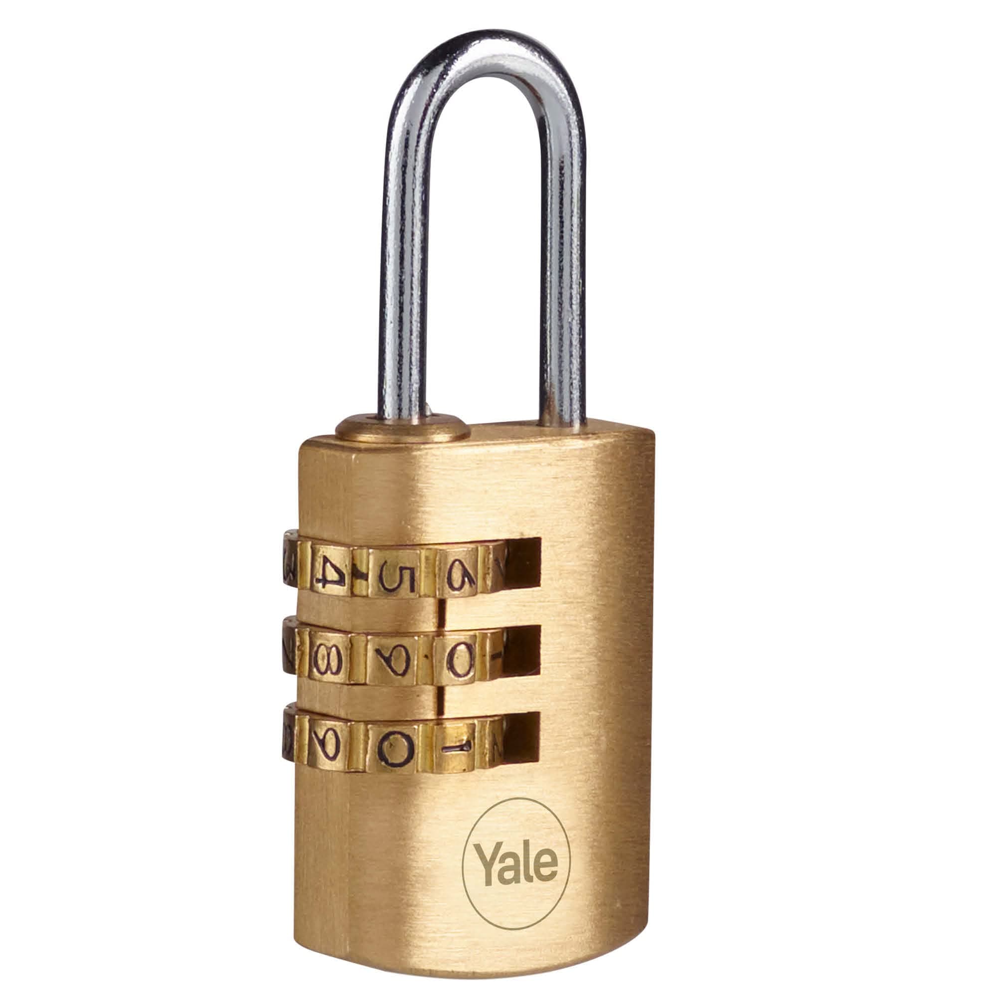 Yale Combination Lock, 3-Digit Brass Padlock