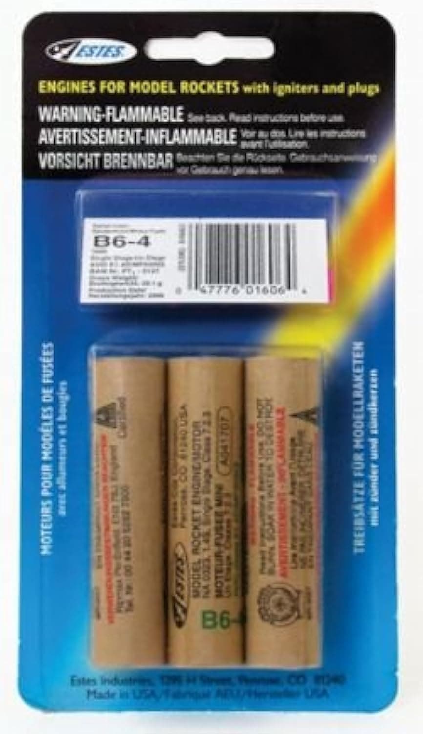 United Model B6-4 Engine Pack with 3 Model Rocket Engine