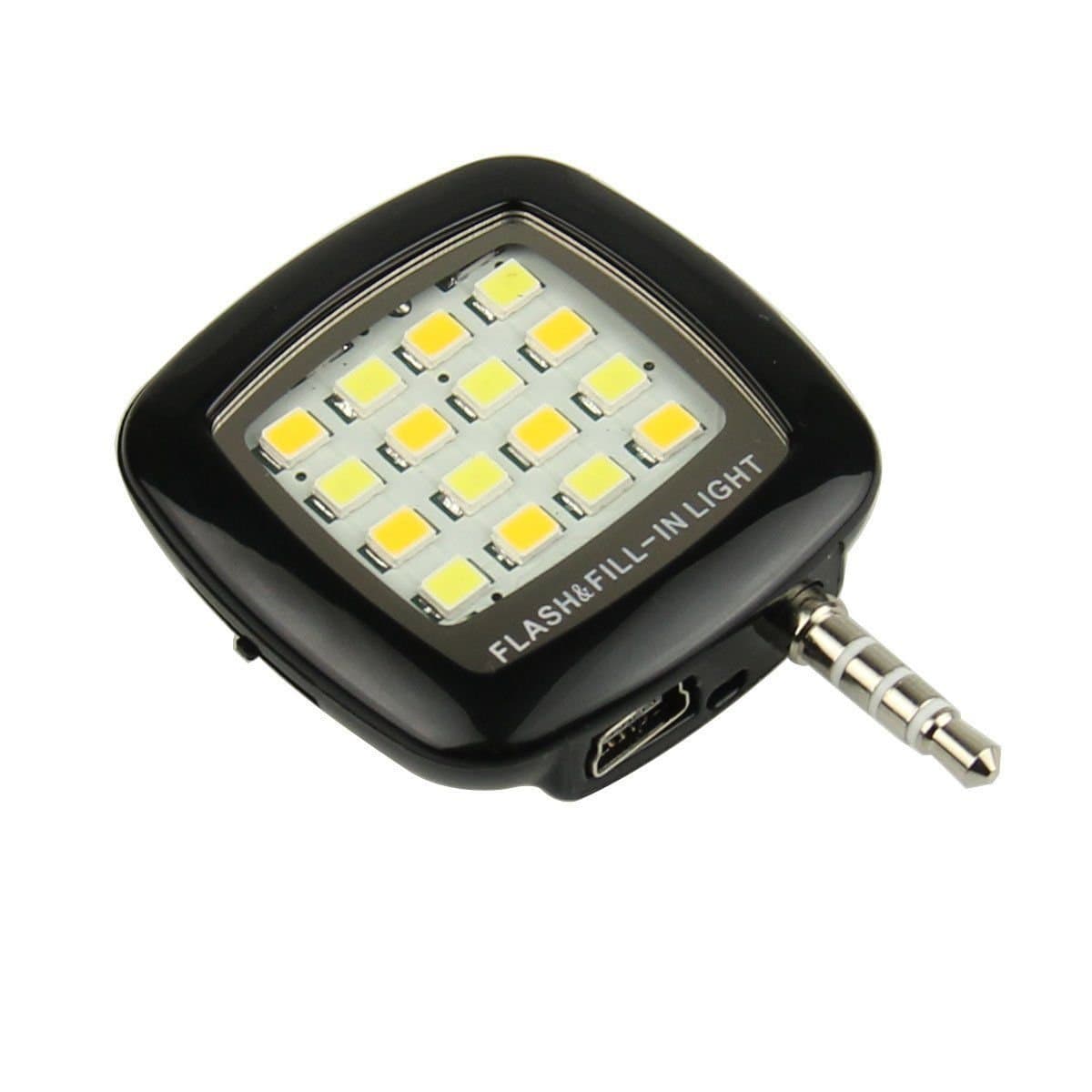 Universal 3.5mm Jack Mini LED Camera Flash Fill-In Light for Mobile Cell Phone Iphone Samsung phone HTC LG (BLACK)