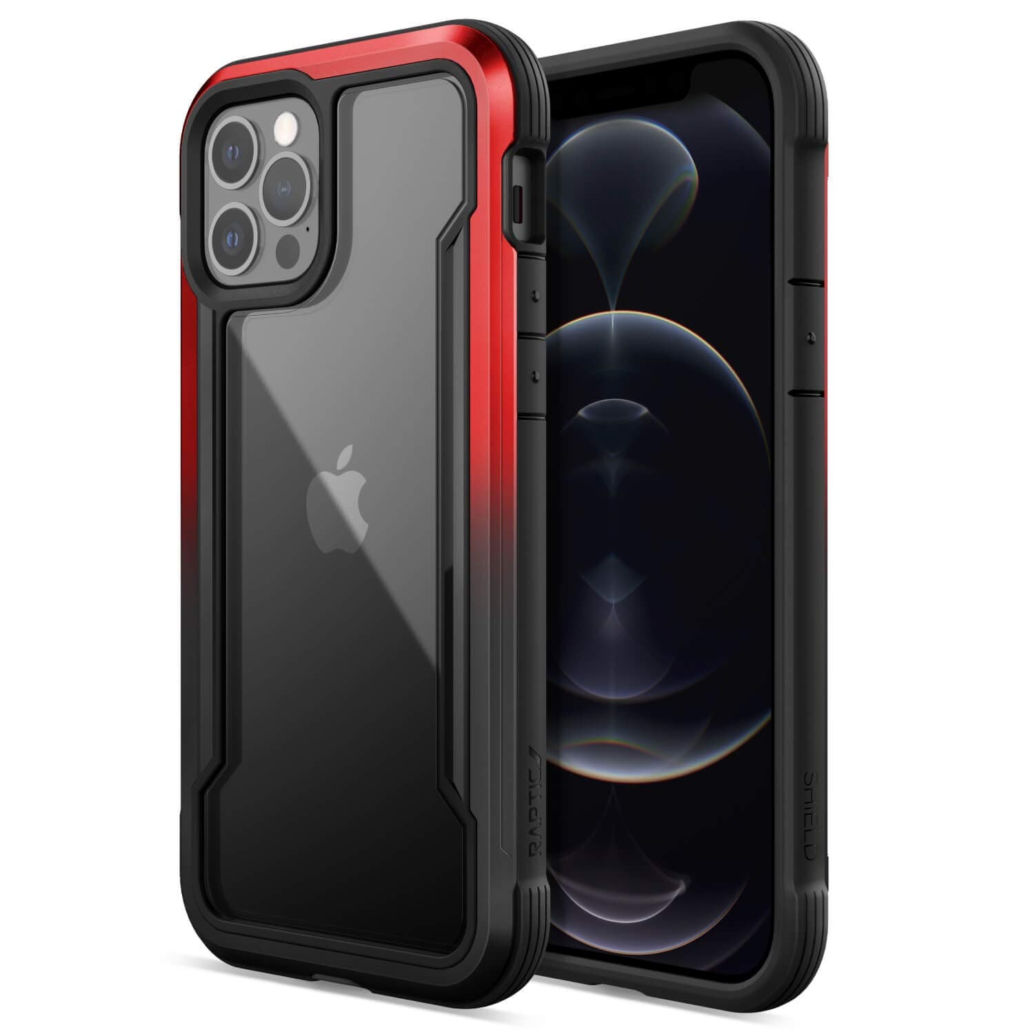 Raptic Shield Case Compatible with iPhone 12 Case & iPhone 12 Pro Case, Shock Absorbing Protection, Durable Aluminum Frame, 10ft Drop Tested, Fits iPhone 12 & 12 Pro, Black & Red