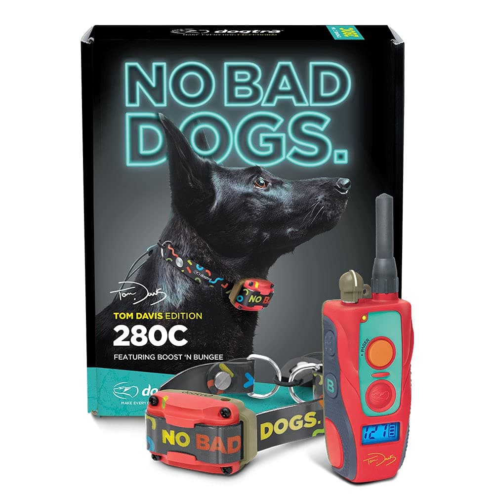 E-Collar Tom Davis 280C Boost & Lock, Waterproof, 1/2-Mile Range Dog Training Collar with Remote, Rechargeable, 127 Levels, Vibration, Bungee, No Bad Dogs Trainer for Small, Medium, Large Dogs