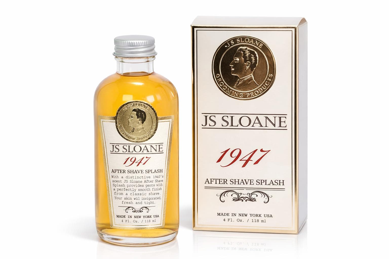 JS Sloane 1947 After Shave Splash for Men – Classic Barbershop Aftershave, Refreshing & Toning Post Shave, Signature Masculine Scent, 4 oz