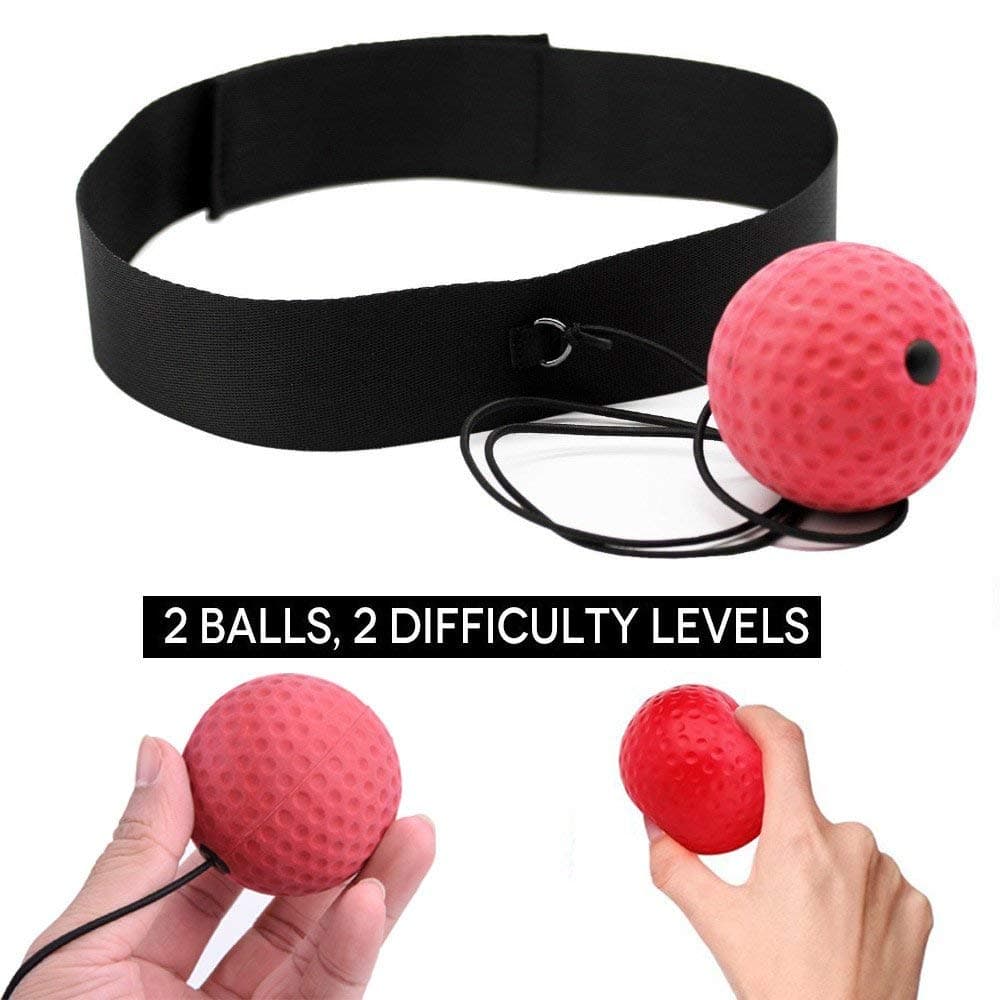 Boxing Reflex Ball, 2 Difficulty Level speed Balls with Headband, Softer than Tennis Ball, Perfect for Fitness, Boxing Focus Punching Improvement and Hand Eye Coordination Training Cardio Training Use