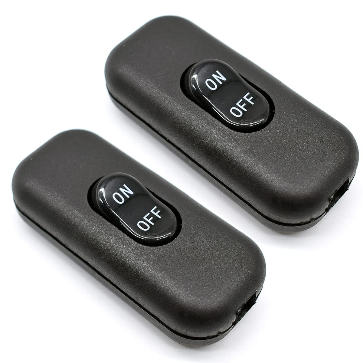 PLUSPOE Inline Cord Switch 2 Pack, AC 250V 6A On/Off Lamp Control Appliance Switch Rocker for Table Lamp Desk Bed LED Lights, Black