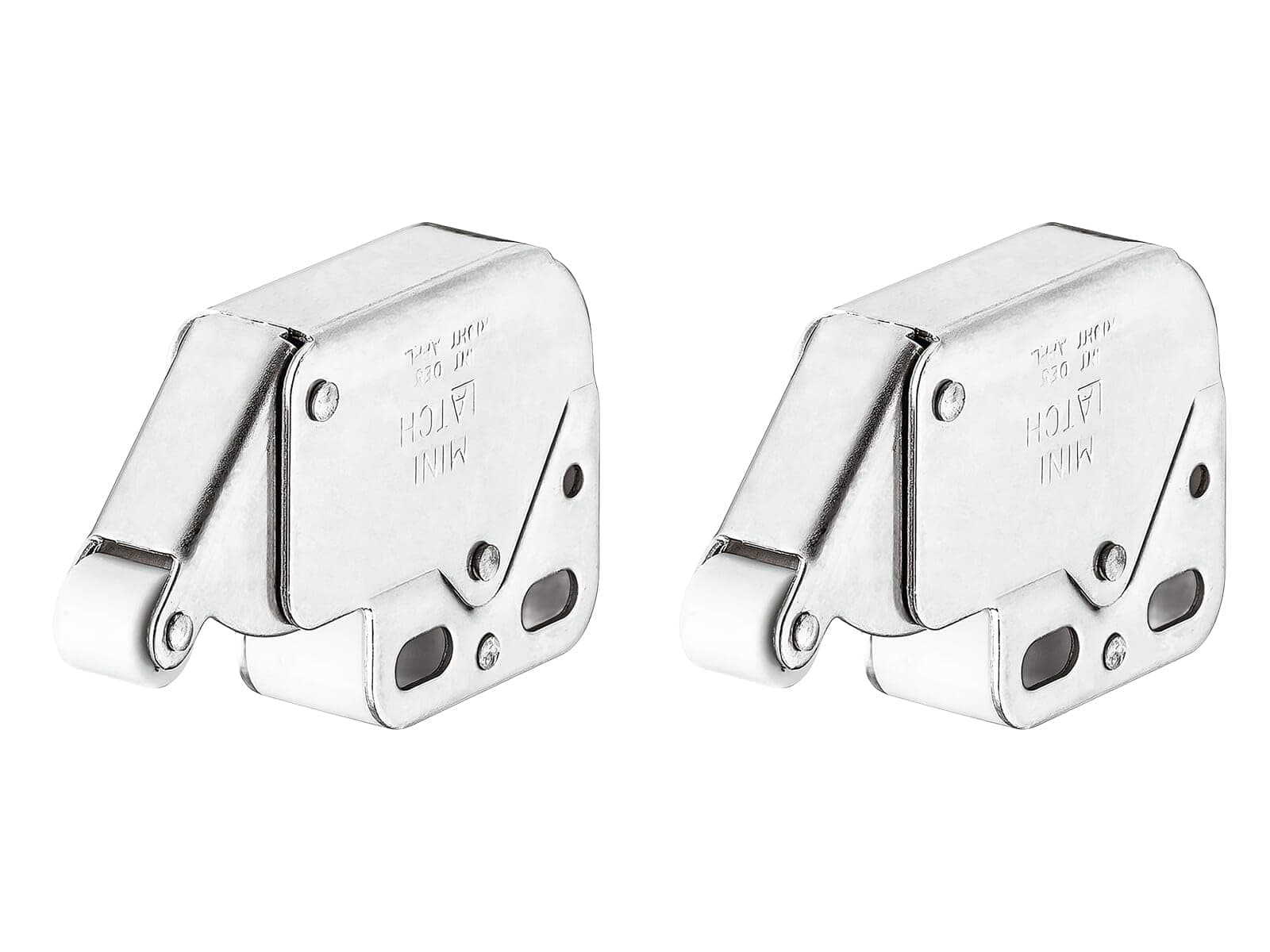 Häfele 2 Pack Mini Latch Automatic Spring Catch for Unsprung Hinge Cabinets, Nickel Plated, Silver