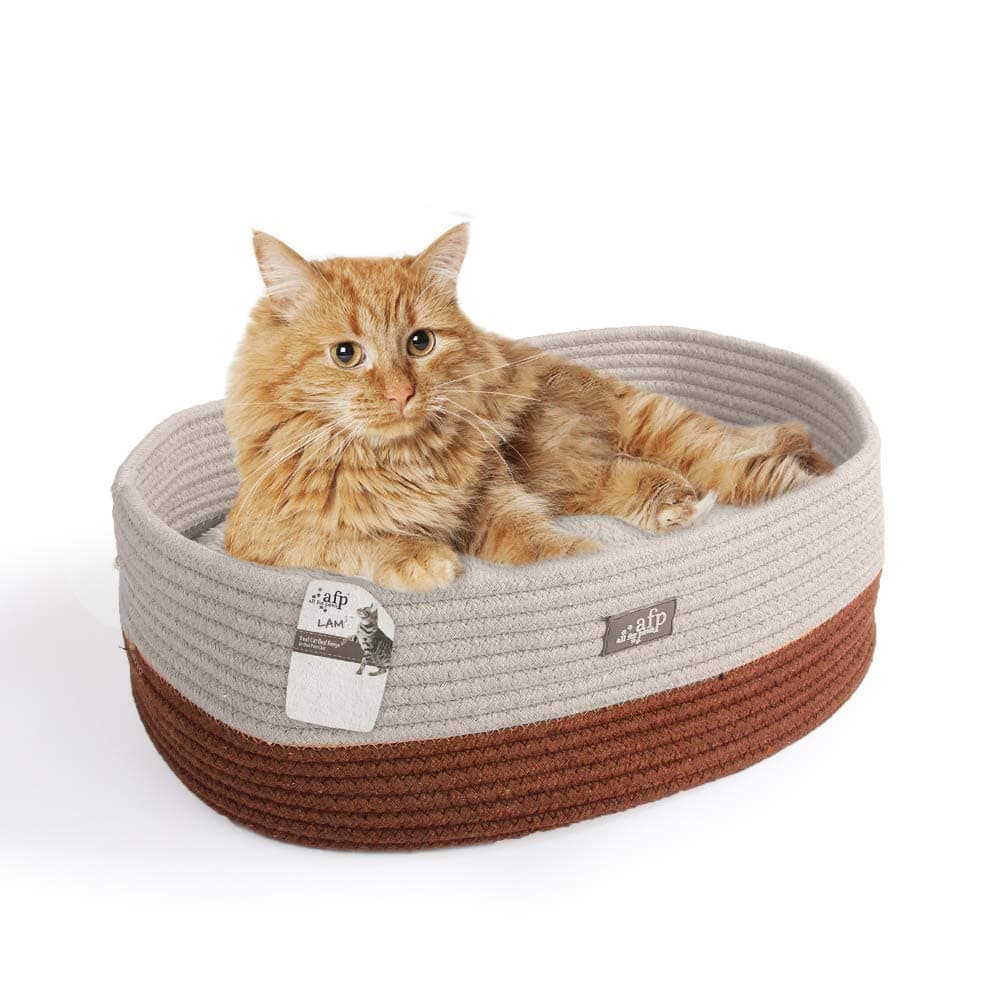 Lamb Oval Cat Bed, Tan, 2130