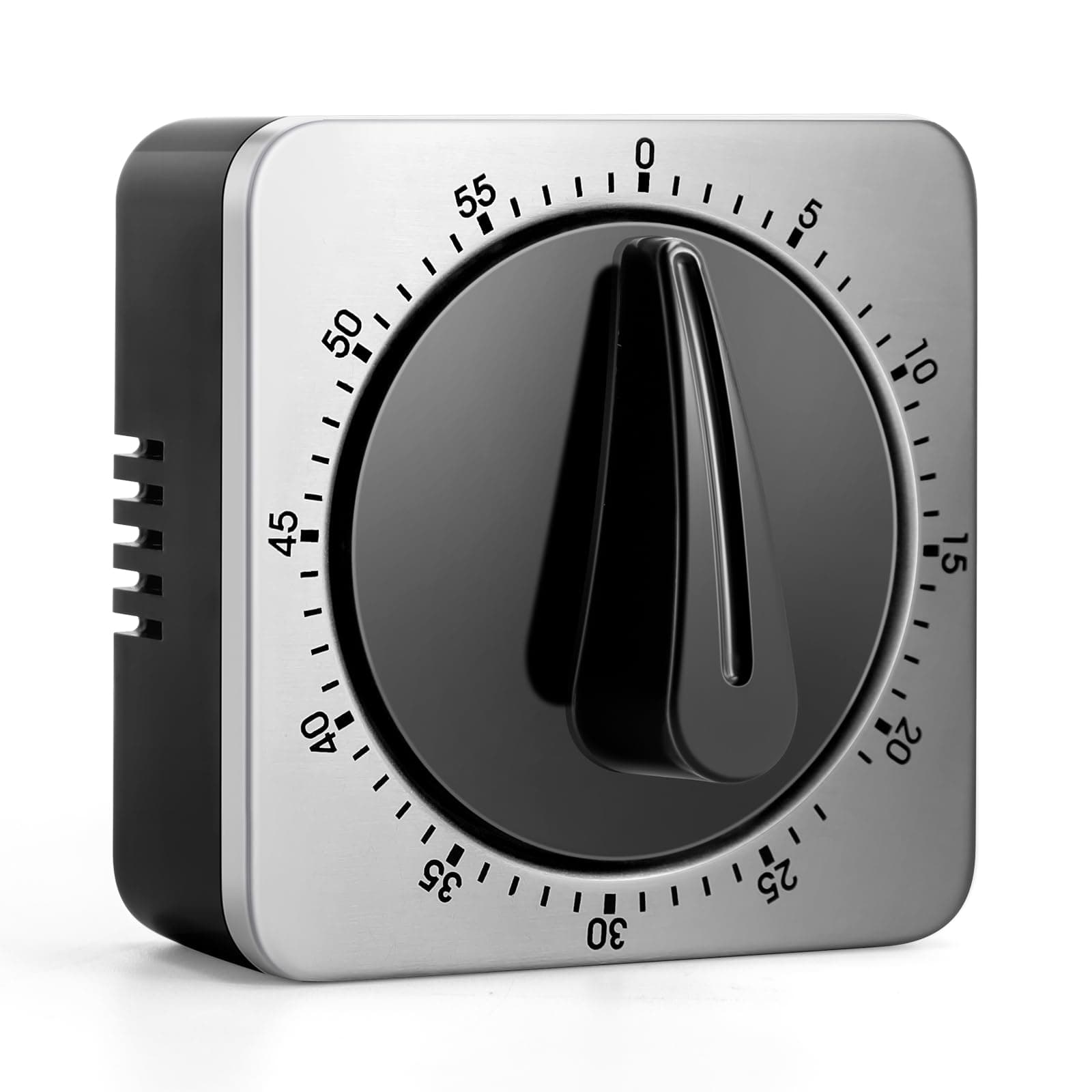 Kitchen Timer, Chef Cooking Timer Clock with Loud Alarm, No Batteries Required, 100% Mechanical - Magnetic Backing, Exquisite Stainless Steel Body - Countdown Reminder - Silver 1Pack…