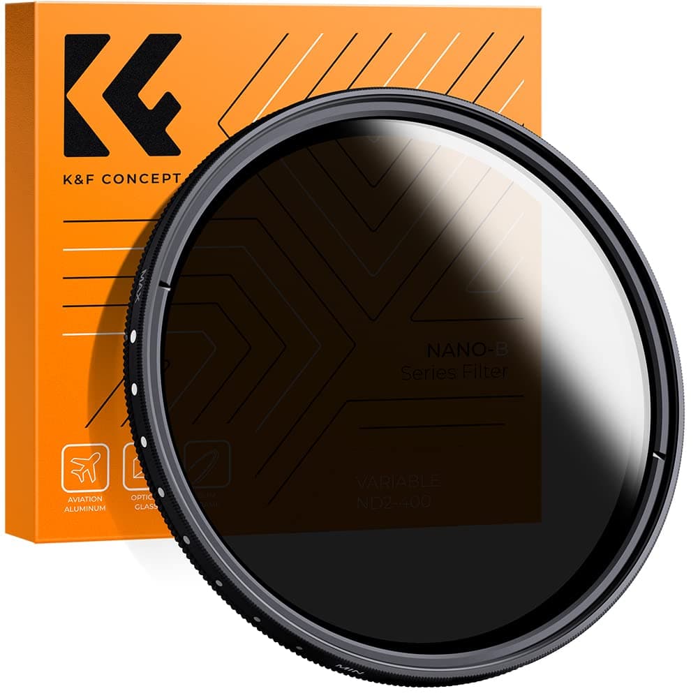 37mm Filter, K&F Concept 37mm ND Filter Variable Fader NDX Neutral Density Adjustable ND2 to ND400 Lens Filter Kit + Cleaning Cloth for DSLR Cameras