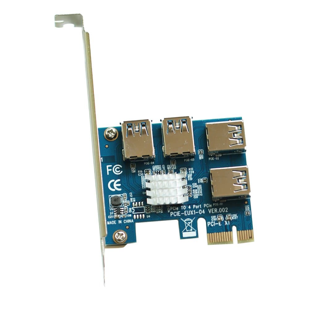 Leboo 4 in 1 PCI-E Riser Adapter Board USB3.0 PCI-E Rabbet GPU Riser Extender Ethereum Mining ETH/BTC Bitcoin Miner Mining(4 in 1)