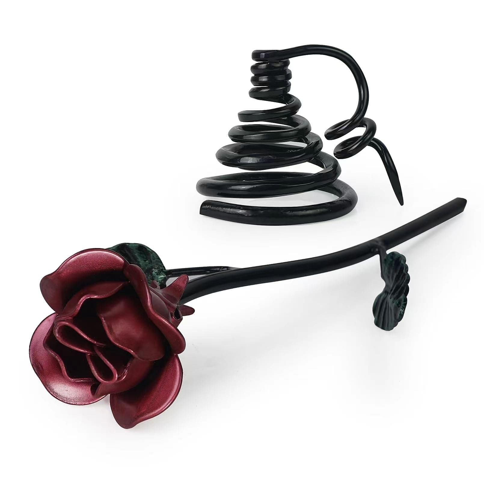 Aoneky Eternal Iron Rose with Steel Stand - Hand Sculpted Metal Rose Gift for 6 Years Wedding Anniversary Valentine's Day Birthday Christmas for Wife Mum Girl