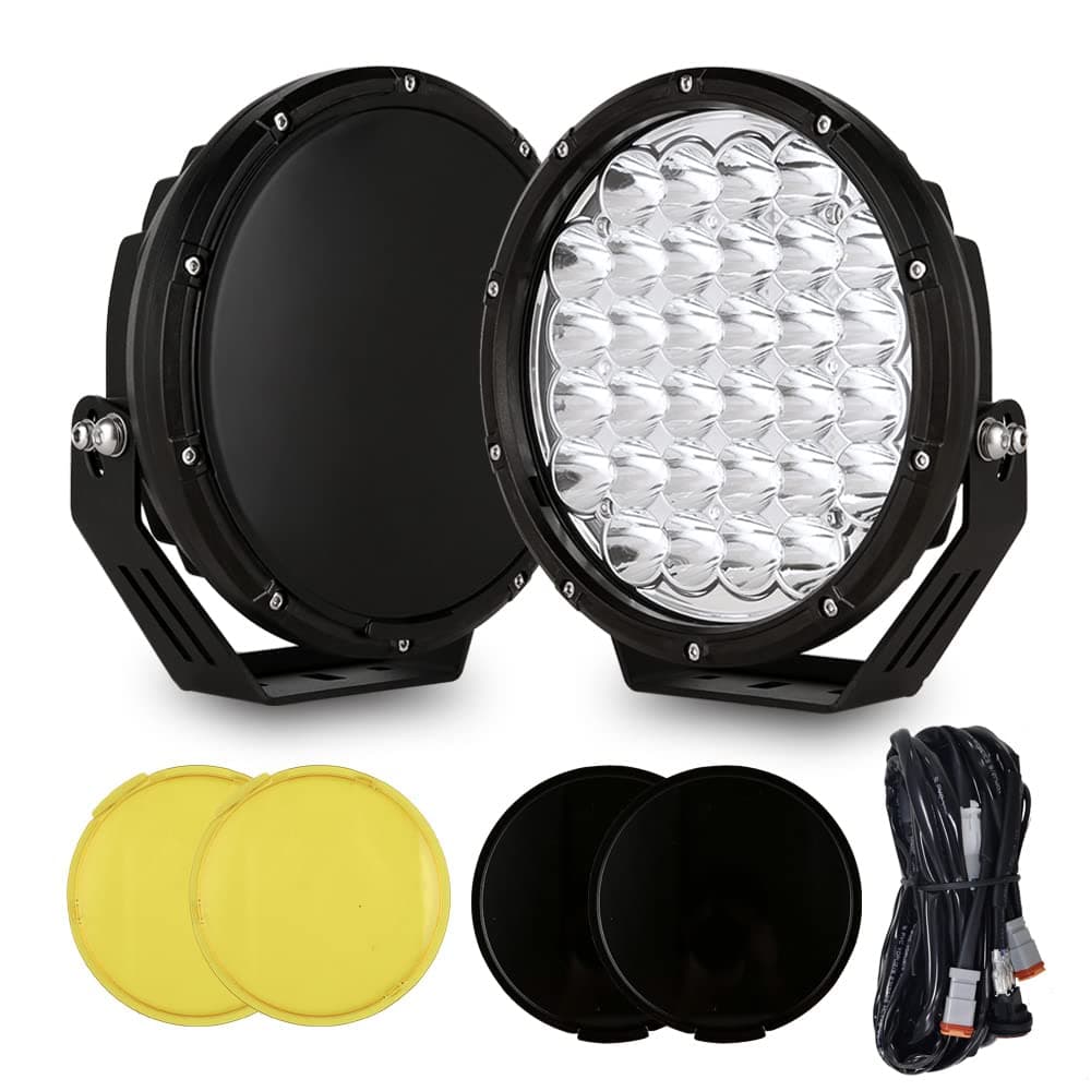 BIGLION.X 9 Inch Round LED Offroad Lights Pair 320W Amber Driving Lights Super Bright 48800LM Spot Lights Waterproof IP68 12V 24V for Pickup Trucks SUV UTV 4WD