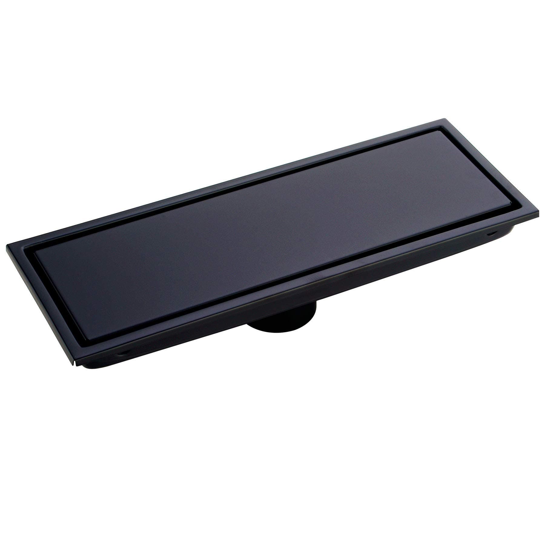 304 Stainless Steel Linear Shower Floor Drain with Tile Insert Grate Removable Cover 12 inch Long Rectangle, Matte Black Plated Finish
