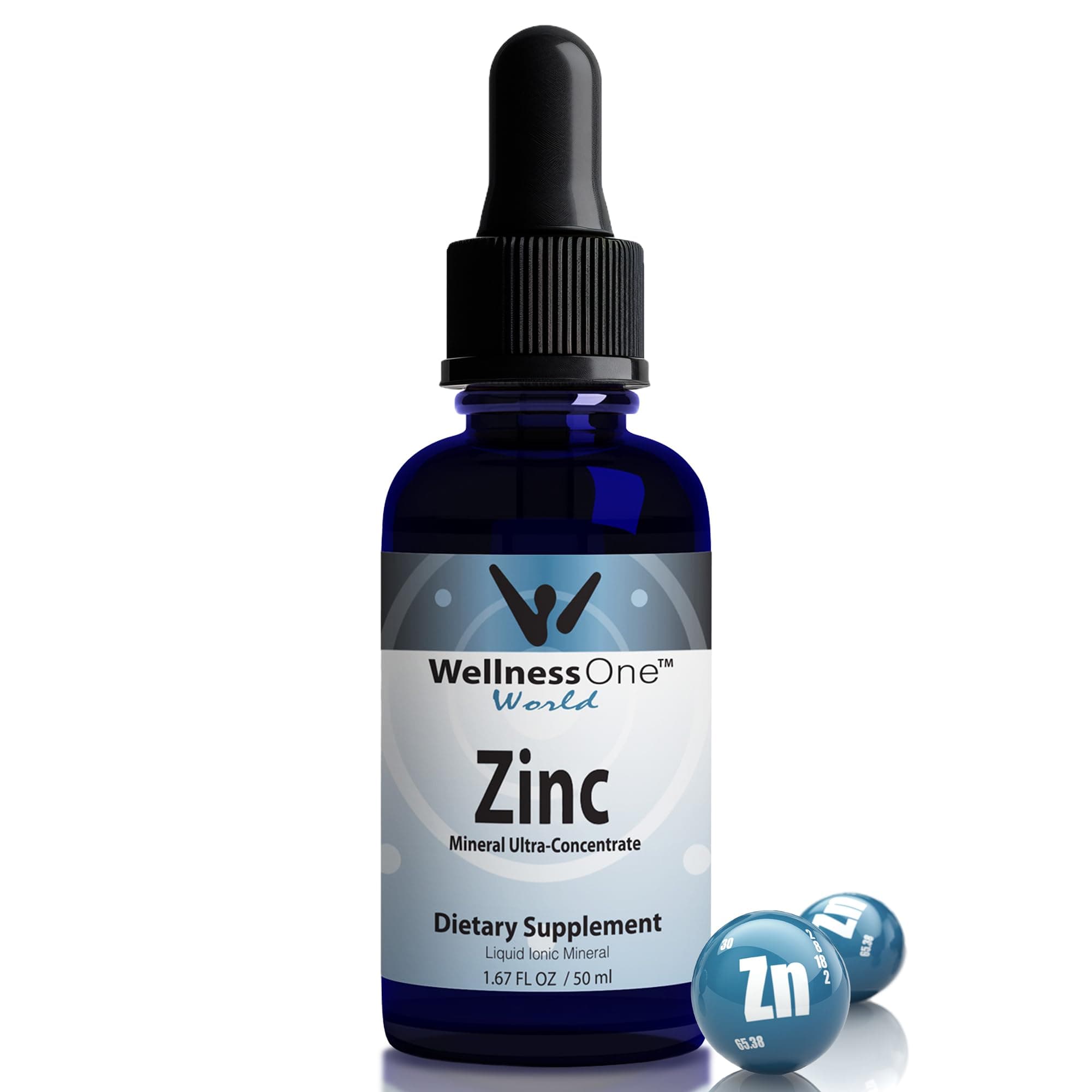 WellnessOne Ionic Liquid Zinc Drops for Immunity Support - Highly Absorbable Zinc Liquid Supplements for Kids & Adults - USA Tested, Vegan, Non-GMO, Gluten-Free, 1.67 fl oz