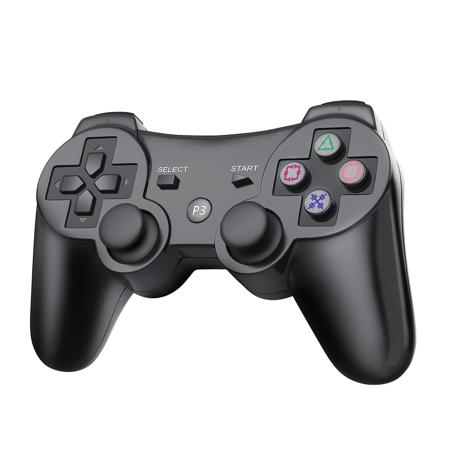 MAKINGTEC Wireless Controller Compatible with PS 3, Bluetooth 4.0 Joystick, Double Shock Vibration Joystick Rechargeable Gamepad, for PS3 USB PC Controller Joypad (Black)