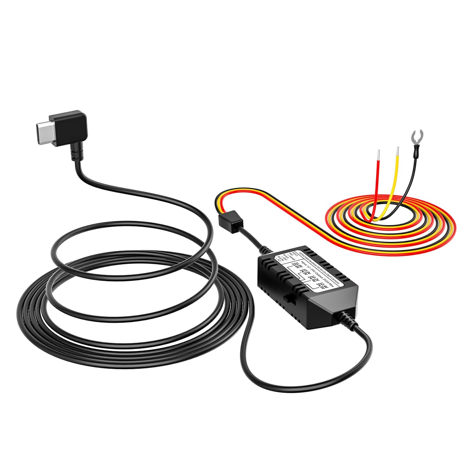 HK4 Acc Hardwire Cable, USB-C Hard Wire Cable for A329 series/A229 series/A119Mini2/A139Pro/WM1/T130 Dash Cam, Low Voltage Protection for Parking Mode (Fuse Tap Not Included)