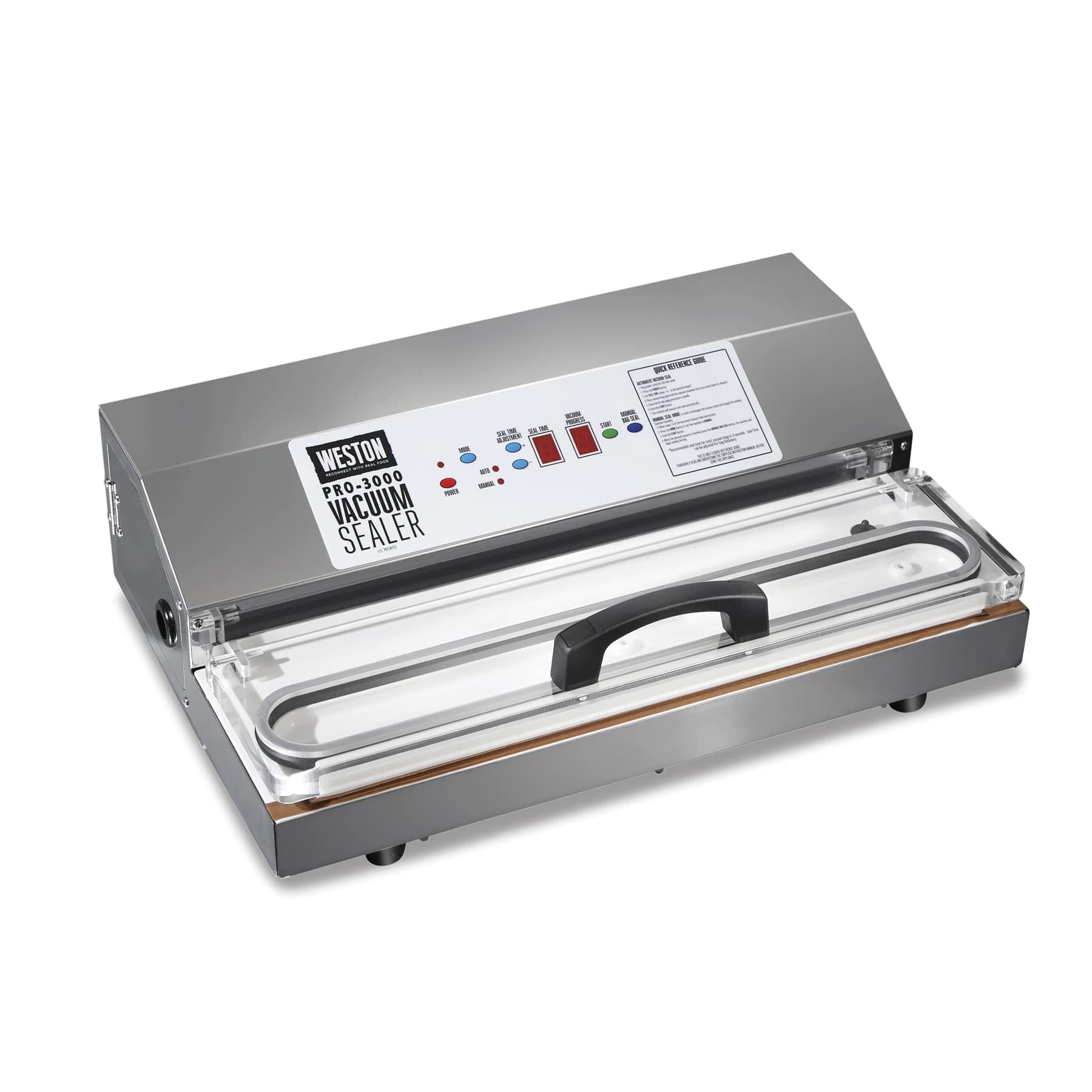 Weston Brands Vacuum Sealer Machine for Food Preservation & Sous Vide, Extra-Wide Bar for Sealing Bags up to 15" Wide, 935 Watts, Commercial Grade Pro 3000, Programmable LED Controls, Stainless Steel
