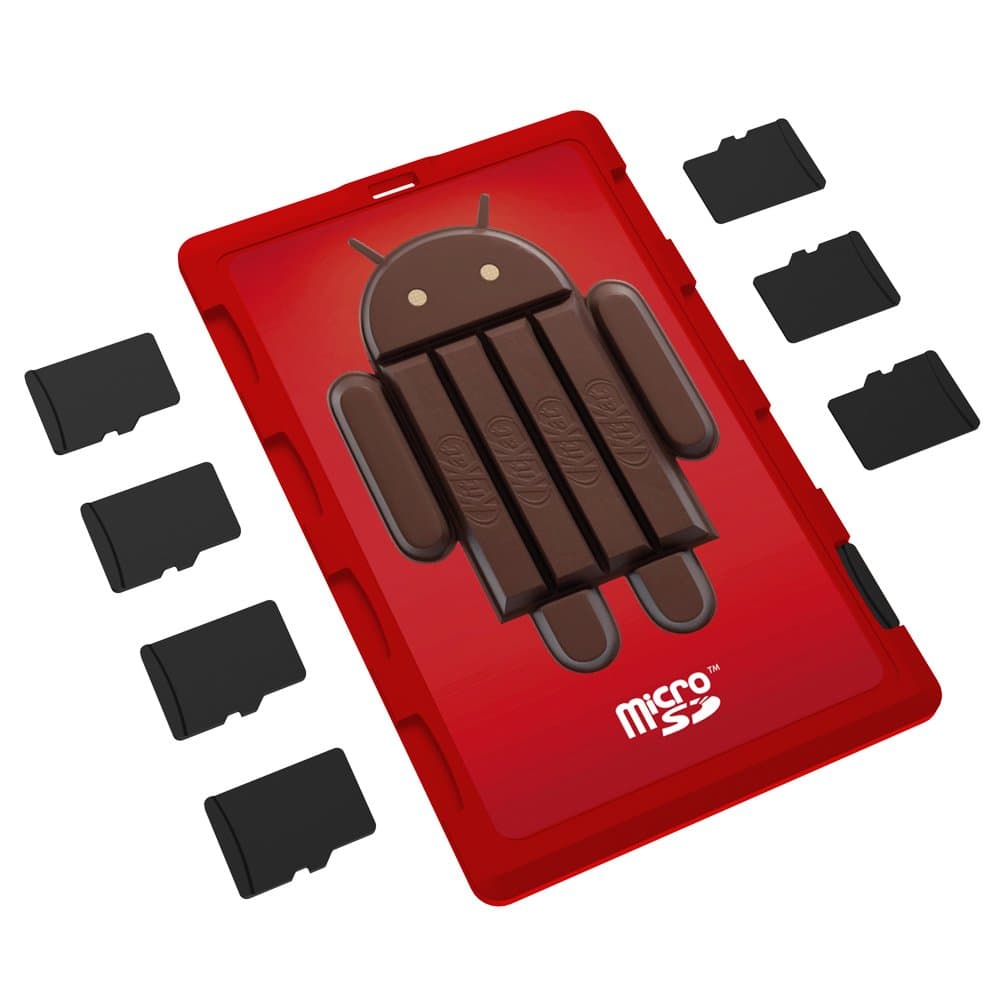 micro8 microSD Memory Card Holder Android KITKAT Edition (Ultra Thin Credit Card Size Holder, writable Label)