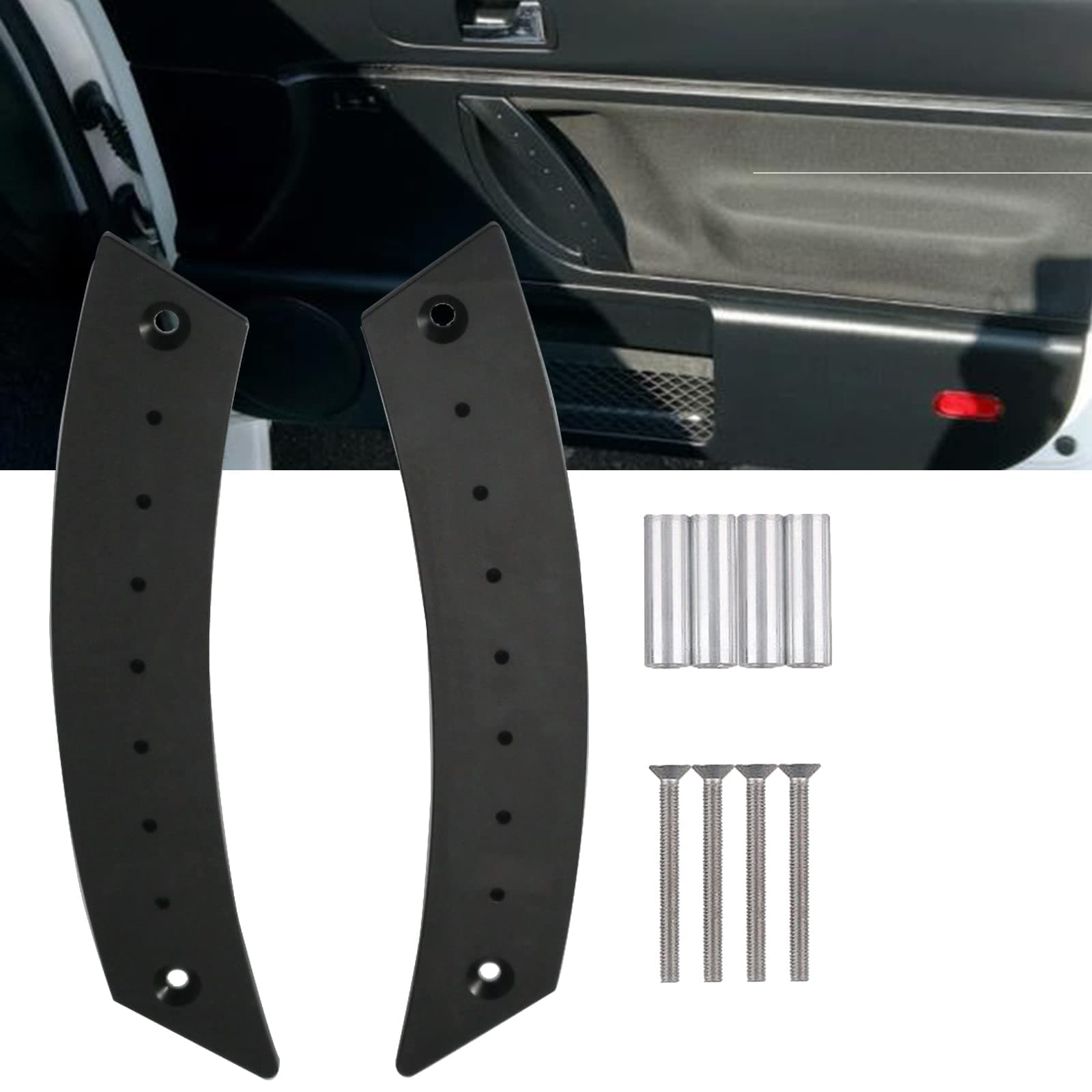 Door Panel Pull Handle Set Compatible with Beetle 1998-2010 Aircraft Grade Aluminium Black 2 Handles with 4 Screws