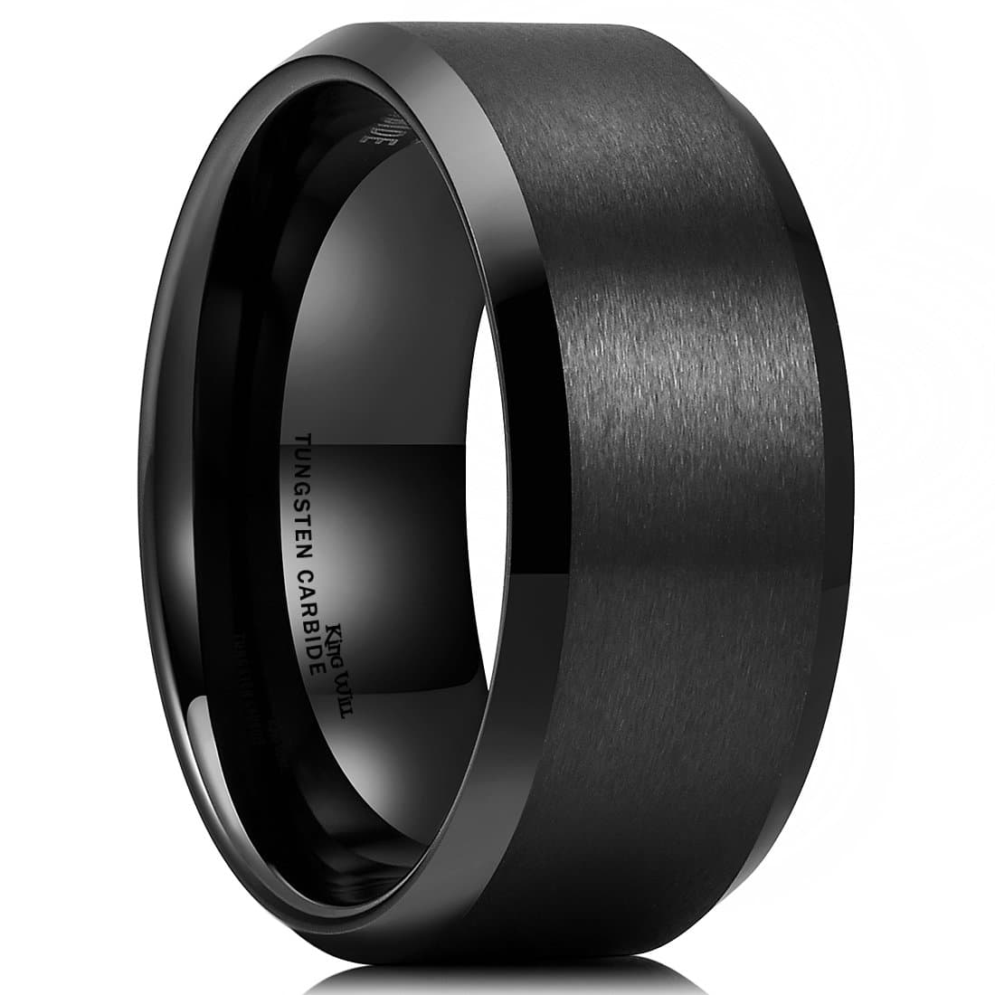 King Will Basic 10mm Tungsten Carbide Ring for Men Matte Polished Engagement Band Comfort Fit