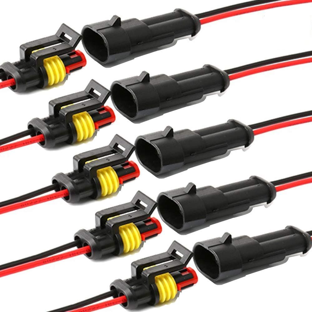 Way Car Waterproof Electrical Connector,16 AWG 2 pin Plug Auto Electrical Wire Connectors for Car, Truck, Boat, and Other Wire Connections.(5 Pack)¡