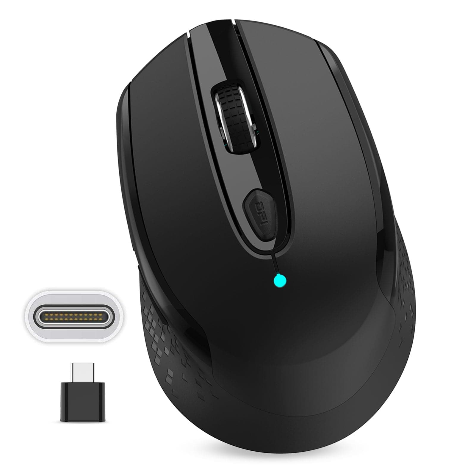 RaceGT USB C Wireless Mouse, Type C Silent Mouse for MacBook Air/Pro, 2.4G Cordless Computer Mice with 6 Buttons and 3 Adjustable DPI for Mac, Laptop, Desktop, PC