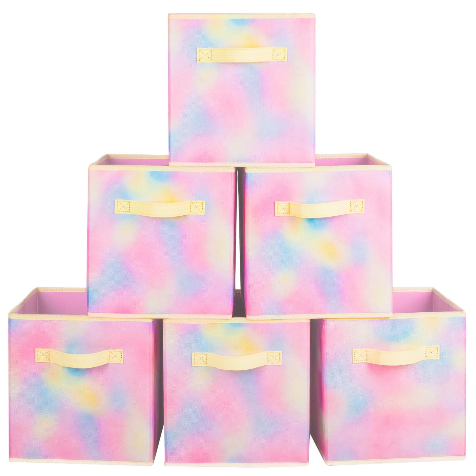 ShellKingdom Storage Bins, Foldable Fabric Storage Cubes And Cloth Storage Organizer Drawer For Closet And Toys Storage, 6 Pack (Chromatic Tie Dye)