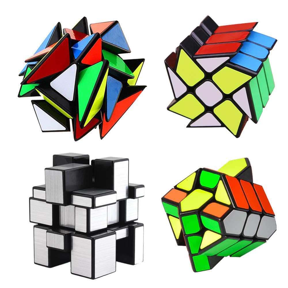 YJ Cube Set - 4-Pack, Includes 3x3 Fluctuation Angle & Mirror Puzzles, 2x3 Wheel & Square King Cubes