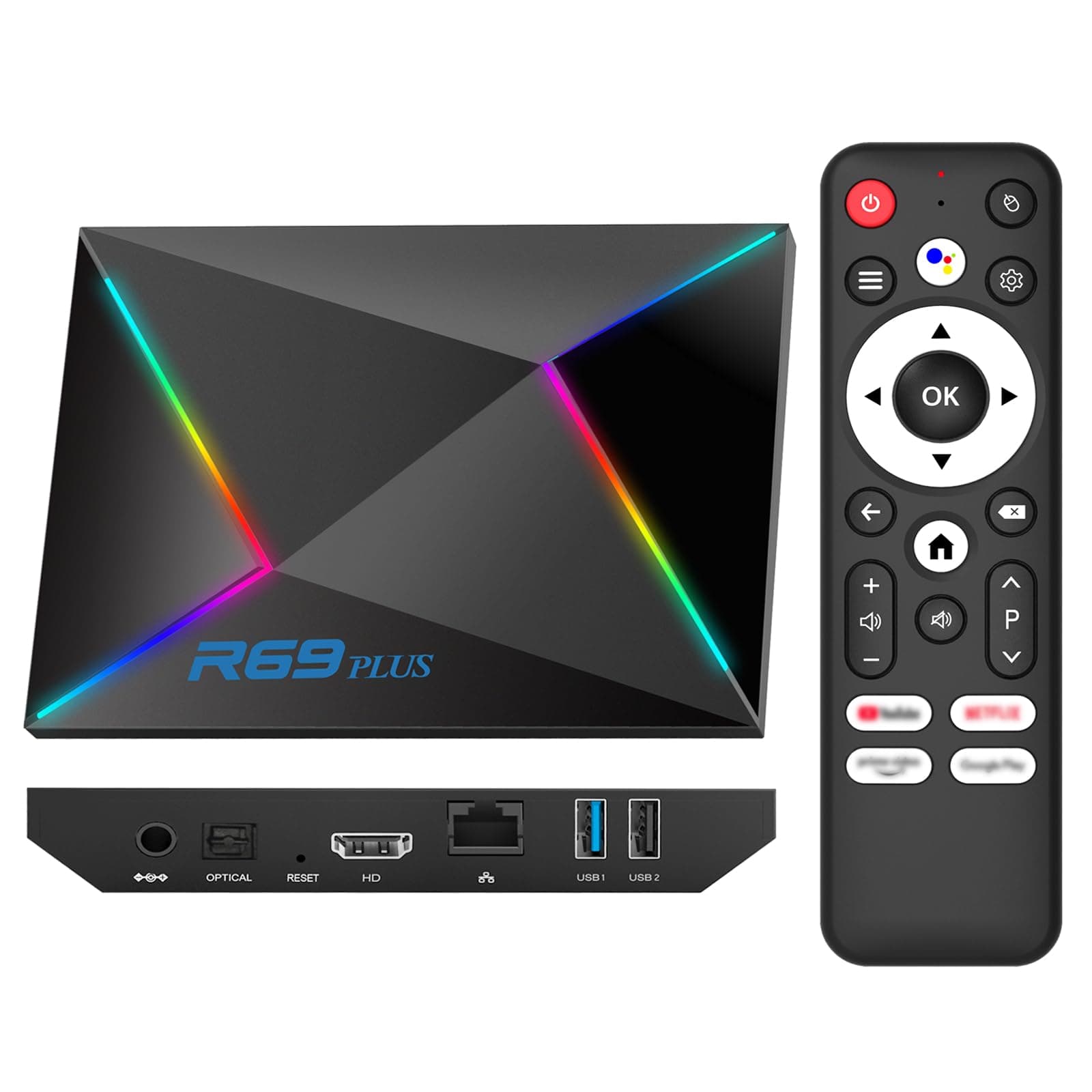 Android 14.0 TV Box 2025, Android TV Box 4GB RAM 32GB ROM Android 14 TV Box WIFI6 1000M Ethernet 4K 8K HDR10 R69 Plus H728 Octa-core 3D Smart TV Box Supports 2.4G 5.8G Dual WiFi BT5.0 USB 3.0