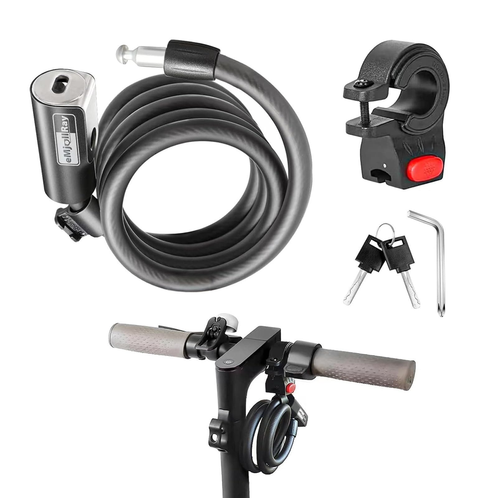 E Scooter Lock with 2 Keys - High Security Roller Cable Lock for Bicycles, Motorcycles, and Children's Bikes