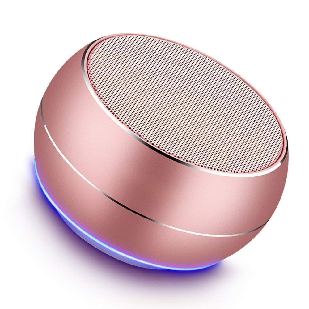 Portable Bluetooth Speakers with Mic, Hands-Free Function, Built-in Mic, Enhanced Bass for iPhone, iPad, BlackBerry, Samsung and More (Rose Gold)
