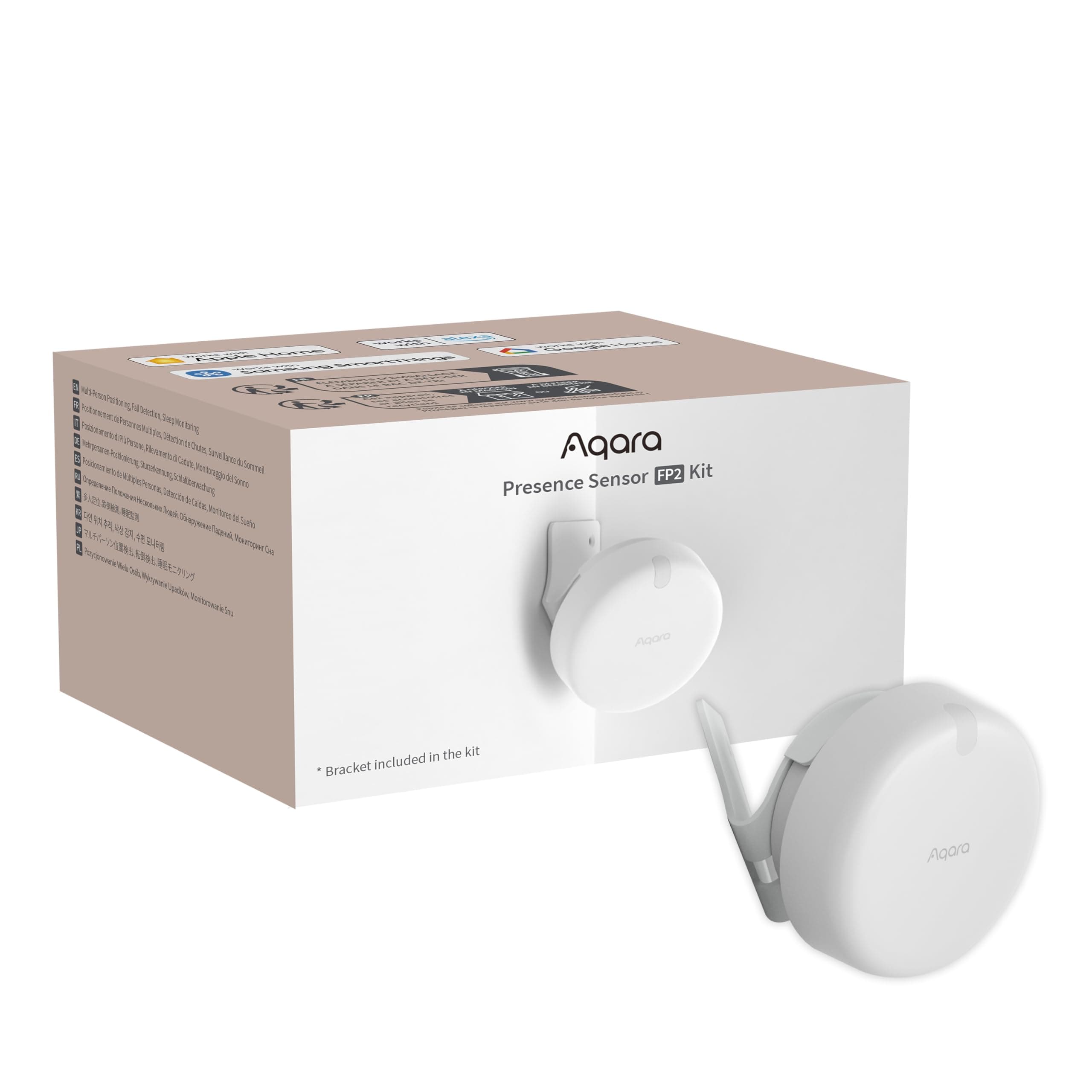 Presence Sensor FP2 Bracket Set, mmWave Radar Wired Motion Sensor, Zone Positioning, Multi-Person & Fall Detection, Supports HomeKit, Alexa, and Home Assistant, 2.4 GHz Wi-Fi Required