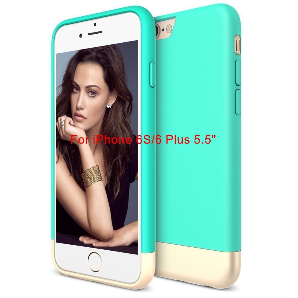 iPhone 6s Plus Case,iPhone 6 Plus Case, NCIE(TM) Vibrance Slider Style Hard Protective Case SOFT-Interior Scratch Shockproof Protection Cover for iPhone 6s/6 Plus 5.5 Inch (Turquoise+Champagne Gold)