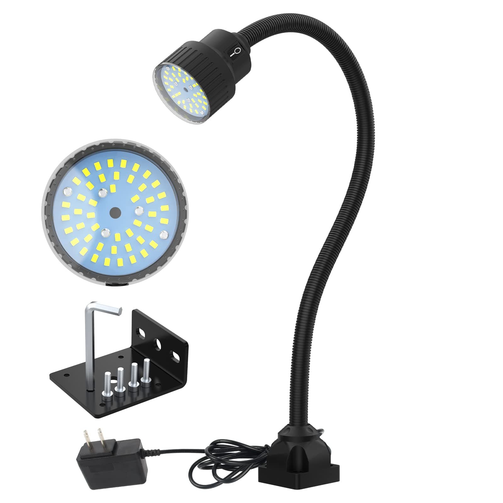 Youtemei Lathe Led Work Light Waterproof Gooseneck Lamp Mechanic Lightwork Lights 1200 Lumens Suitable for All Types of Machine Tools, Such as CNC, Punching, Lathe, Drilling Machine