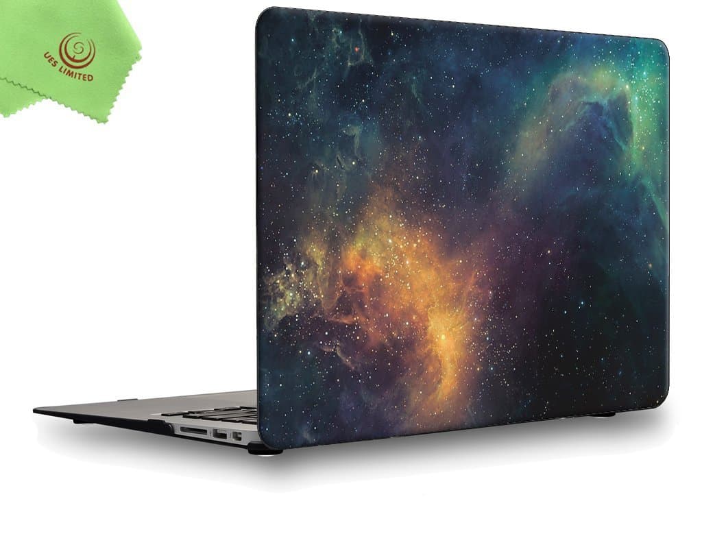 UESWILL Air 13-inch Galaxy Pattern Hard Shell Case Cover Compatible with Older Version 2010-2017 Release MacBook Air 13 inch Model A1369 A1466, Nebula/Green