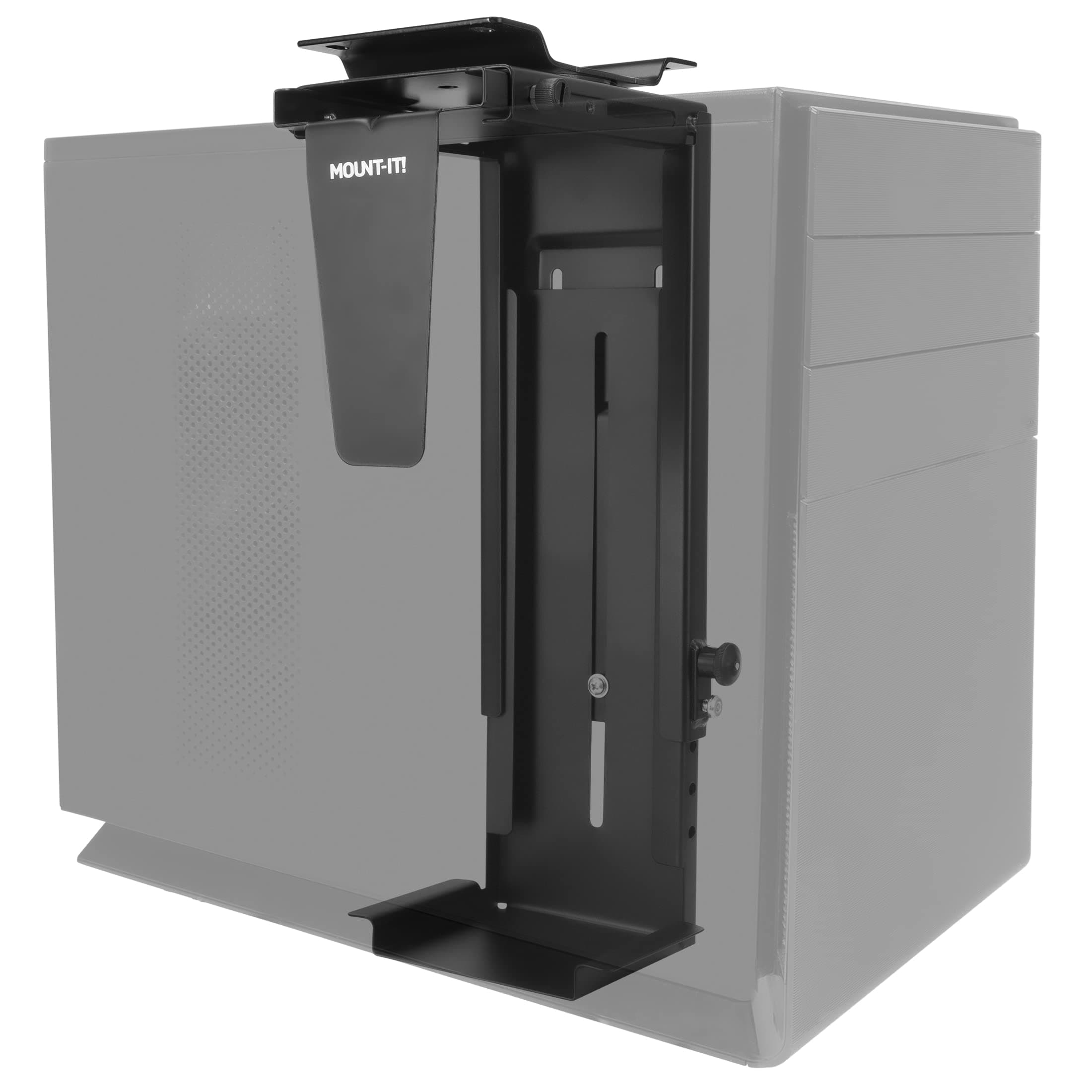 Mount-It! CPU Under Desk Mount Bracket - Computer Tower Wall and Under Counter Holder, 360 Degree Swivel Adjustable Height and Width Wall-Mountable