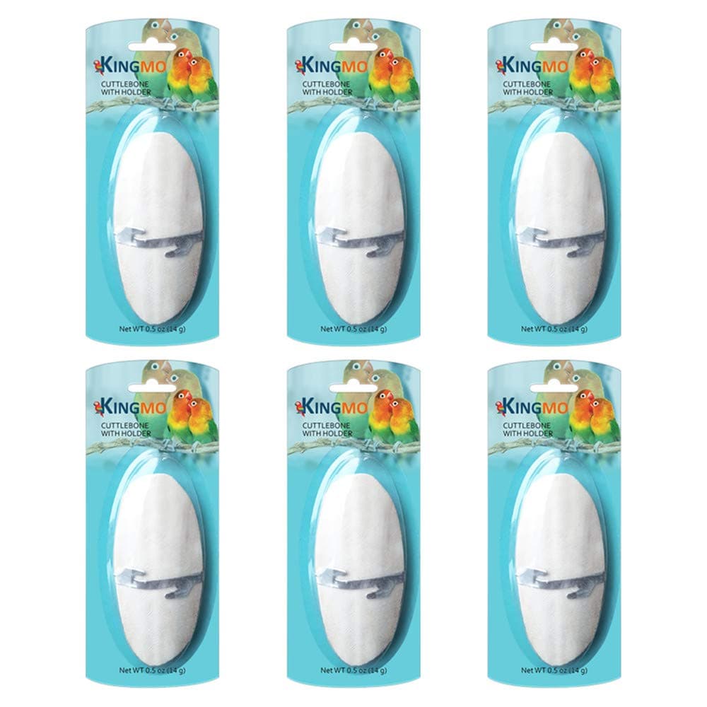 5"-5.5" Bird Cuttlebone for Parakeets, Cuddle Bone with Metal Holder, Cuttlefish Bone for Sharp Beaks, Natural Birds Calcium for Parrots Cockatiels Budgie, 6 Pcs