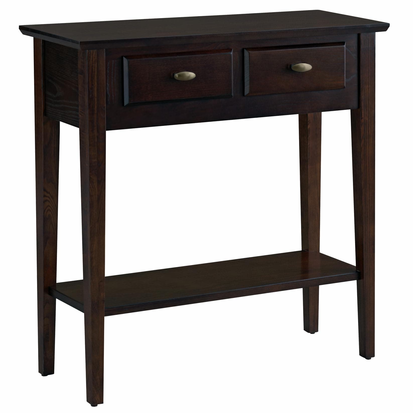 Leick Home Teegan Solid Wood Hall Entryway Console Sofa Table with Shelf and Two Drawers, Chocolate Oak Brown, Perfect for Entryways, Hallways, and Living Rooms, 10075-CH